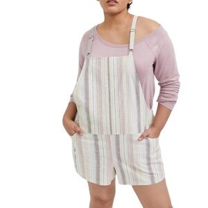 Torrid | Striped Linen Shortalls | Size 2X